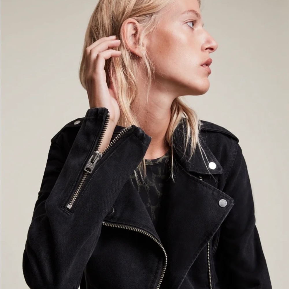 All Saints Balfern Cropped Denim Jacket